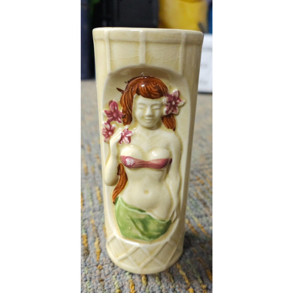 Vintage Hula Girl Orchids Of Hawaii Vase Japan P-79 6 3/4" - Picture 1 of 4